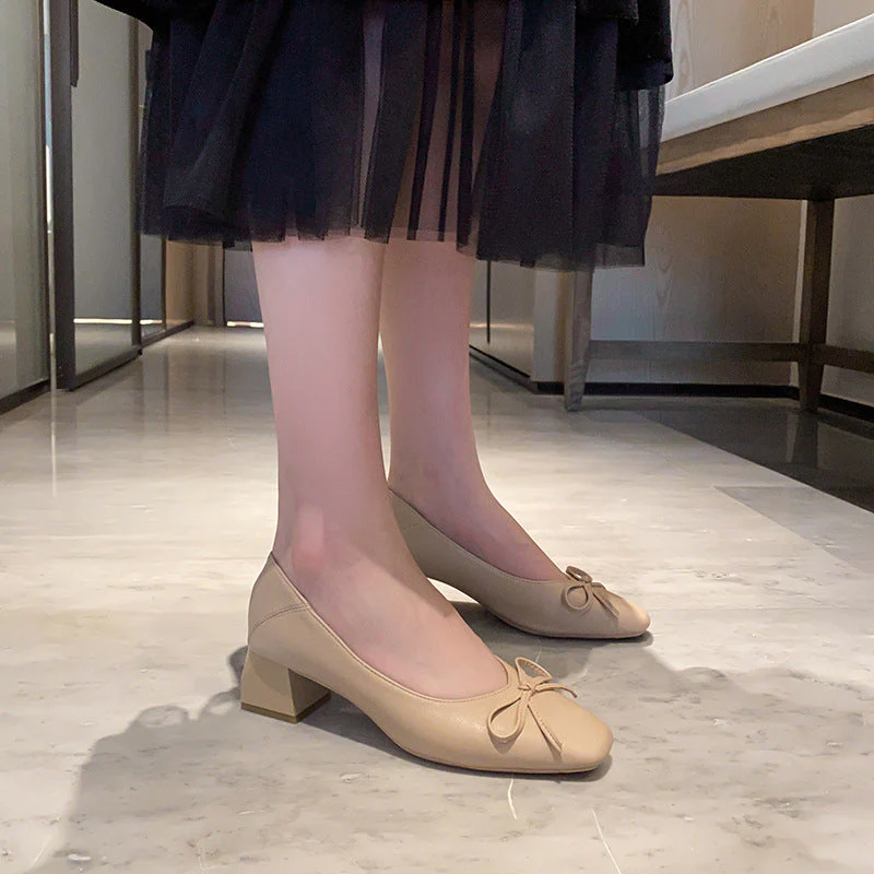 Escarpins à talons épais pour femmes vintage – Image 5