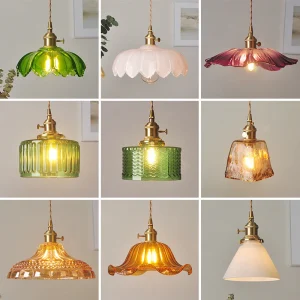 Lustre En Verre De Café En Laiton Vintage