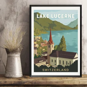Affiche Lac des Quatre - Cantons Vintage