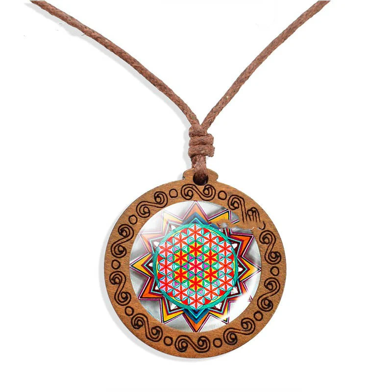 Collier Mandala Pendentif Bois Vintage – Image 8