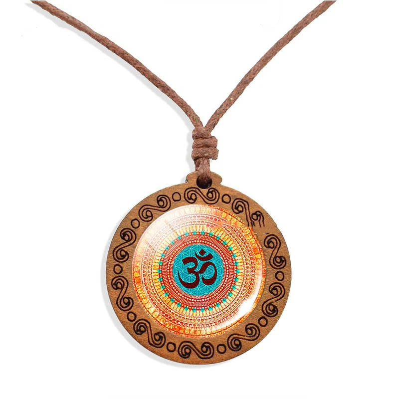 Collier Mandala Pendentif Bois Vintage – Image 5