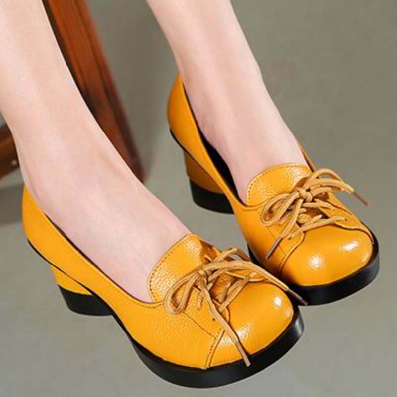 Escarpin Jaune Vintage Bout Rond – Image 3