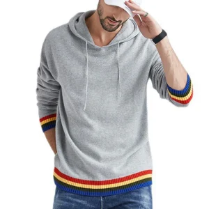 Sweat à capuche ample côtelé vintage à blocs de couleurs
