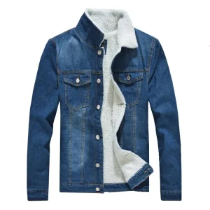 Veste polaire matelassée en denim vintage