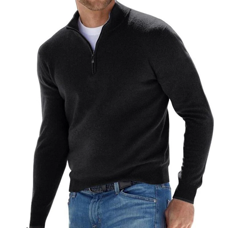 Pull zippé de couleur unie vintage – Image 7