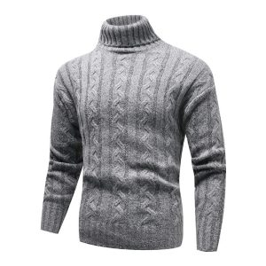 Pull en maille jacquard à col montant et manches longues vintage