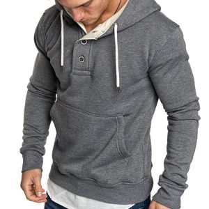 Sweat à capuche boutonné en molleton vintage