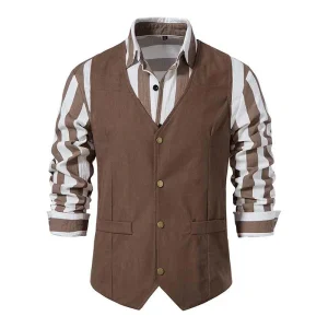 Gilet vintage à col à boutonnage simple