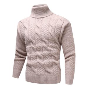 Pull en maille jacquard à col roulé vintage