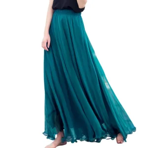 Jupe Longue Fluide Unie Vintage